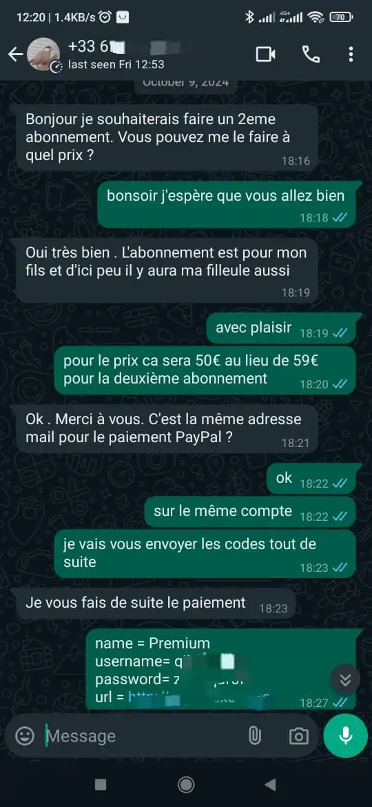 Capture écran avis client WhatsApp Ablaflex