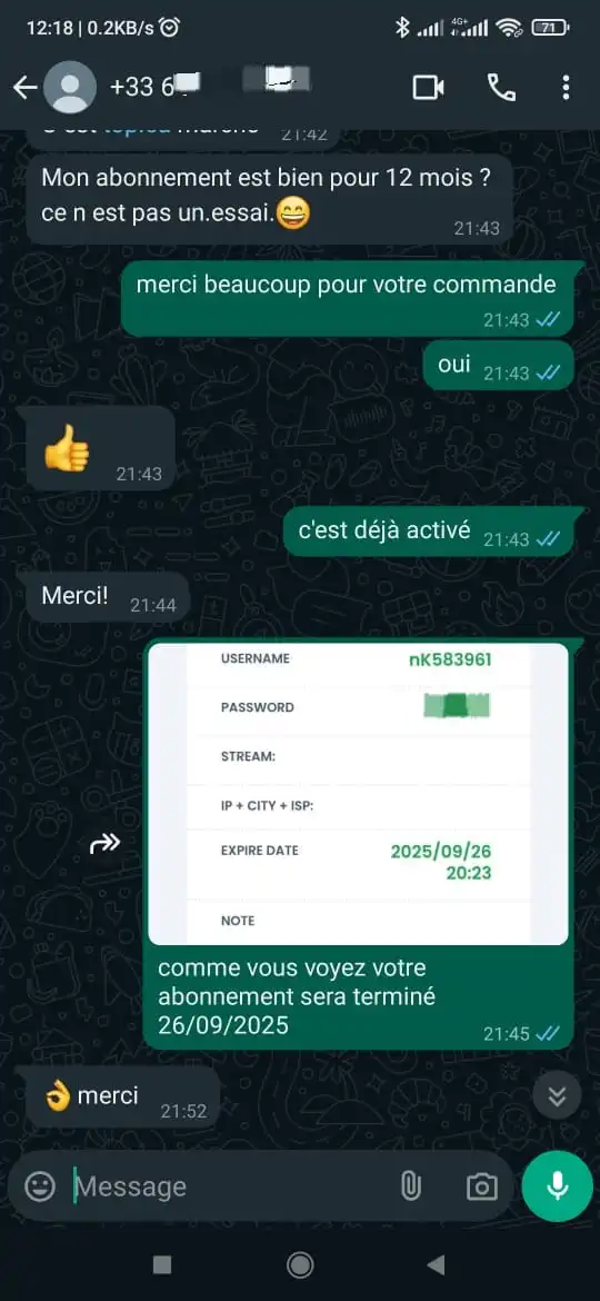 Capture écran avis client WhatsApp Ablaflex