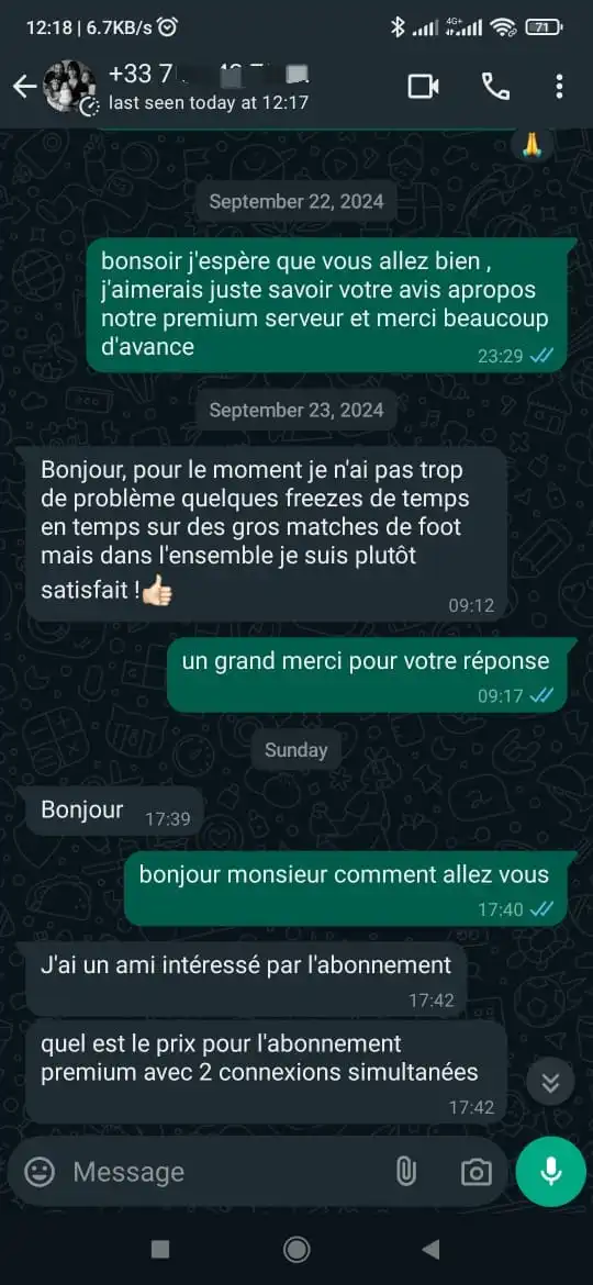Capture écran avis client WhatsApp Ablaflex