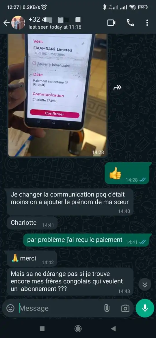 Capture écran avis client WhatsApp Ablaflex