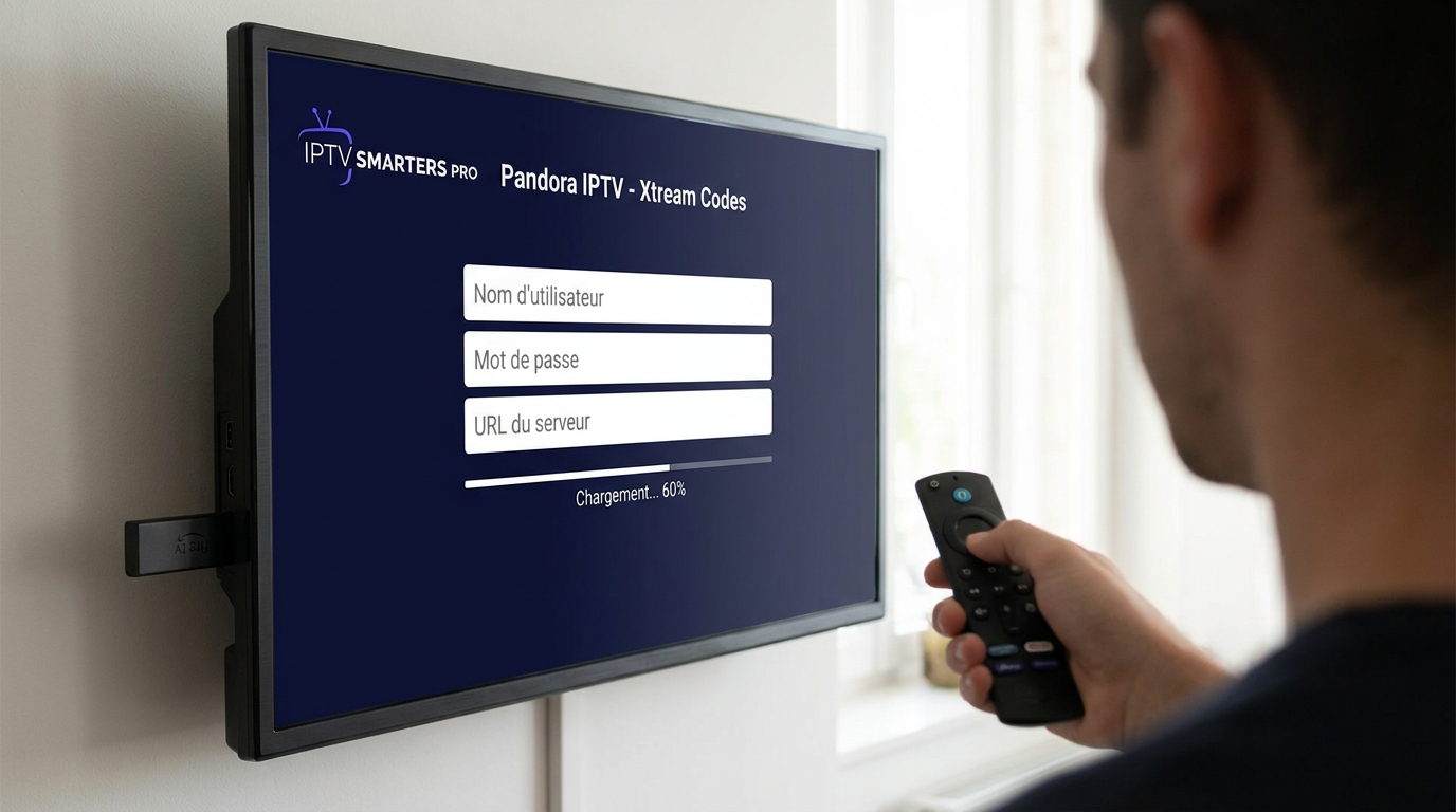 pandora iptv​ — pandora iptv écran de connexion Xtream Codes dans IPTV Smarters Pro sur Amazon Fire TV Stick avec champs iden