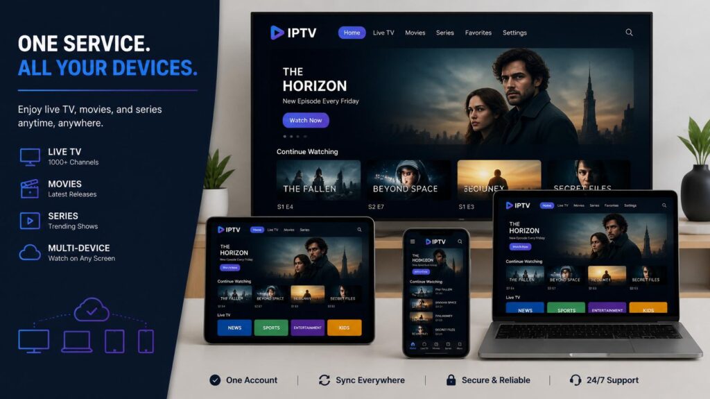 iptv totaal accessible sur plusieurs appareils simultanément smart tv tablette smartphone