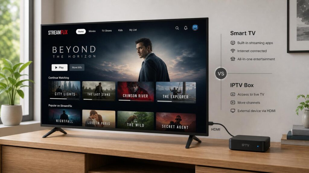 comparaison boitier pour smart tv externe et smart tv avec iptv intégré