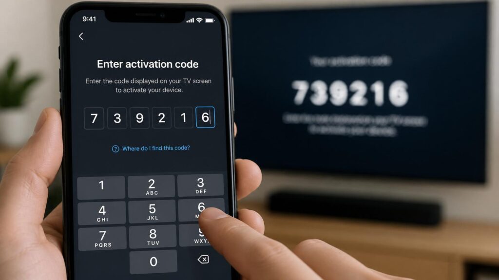 écran de saisie code activation flix iptv sur smartphone